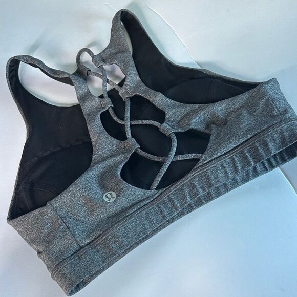 Lululemon Tied To It Sports Bra in Heathered Black Size 4 - Picture 5 of 7